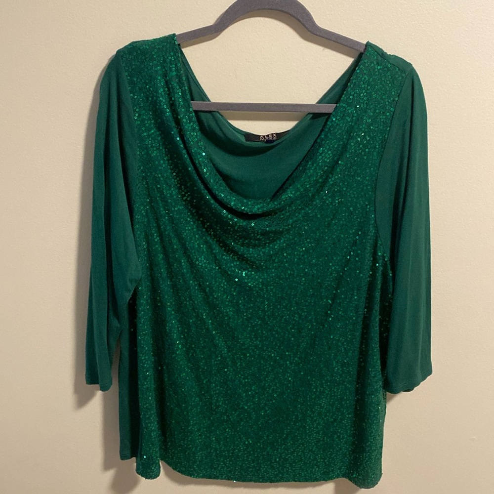 Alex Marie Green Sequin Top